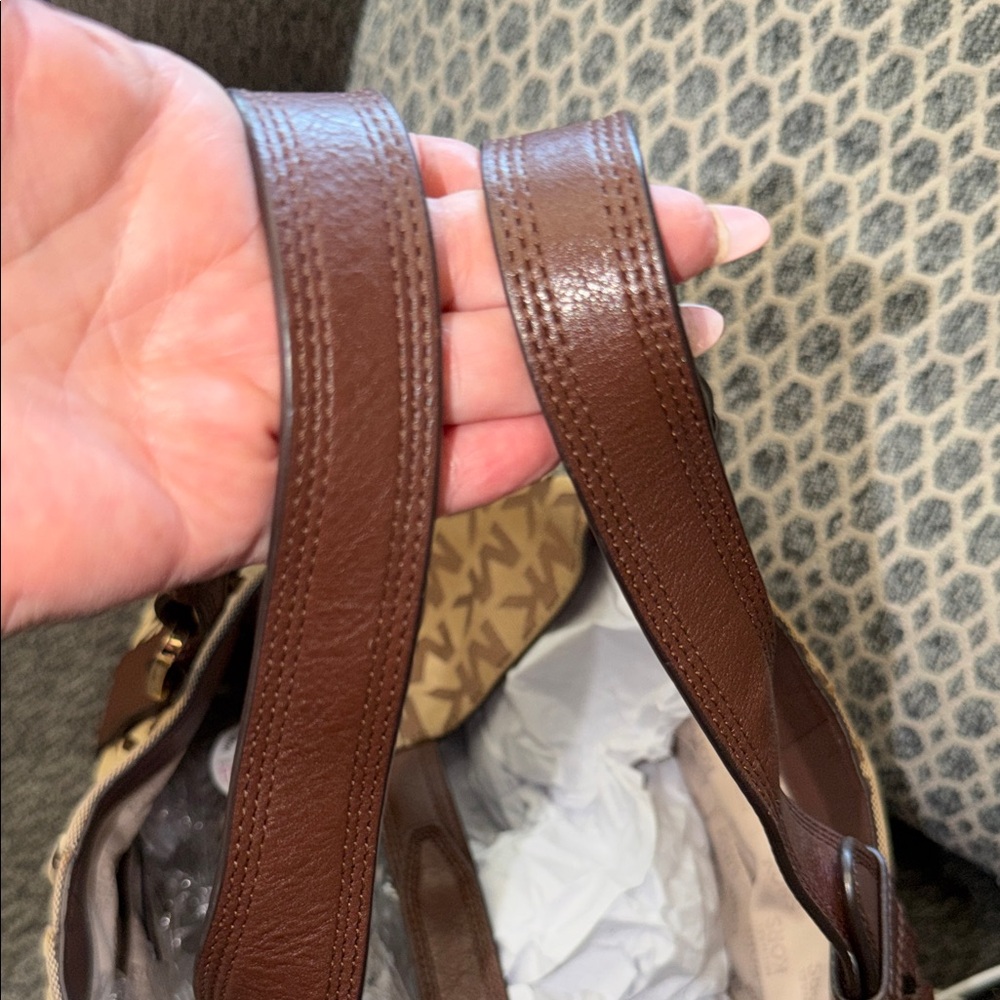 Michael Kors Tan and Brown Monogram Shoulder Bag - Picture 10 of 10